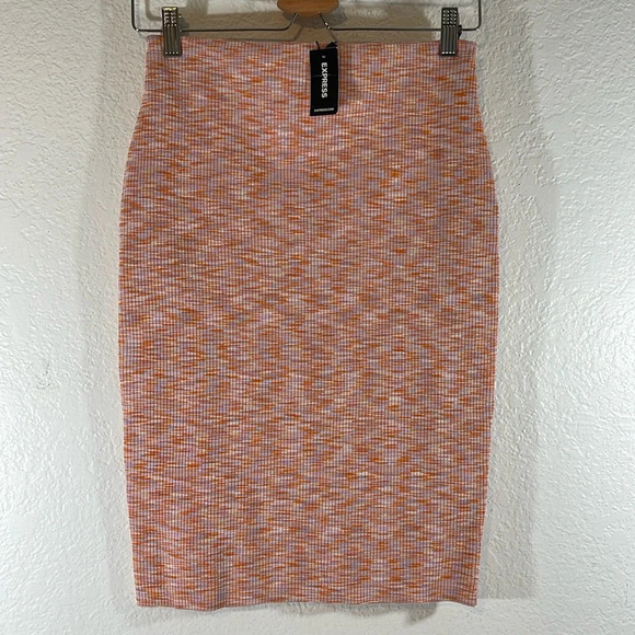 EXPRESS Body Contour Ribbed Space Dye Pencil Skirt Stretch Size Medium NEW - Picture 4 of 16
